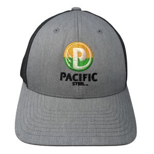 Pacific Steel Snapback Trucker Hat Gray Large Adjustable Mesh Back Richardson
